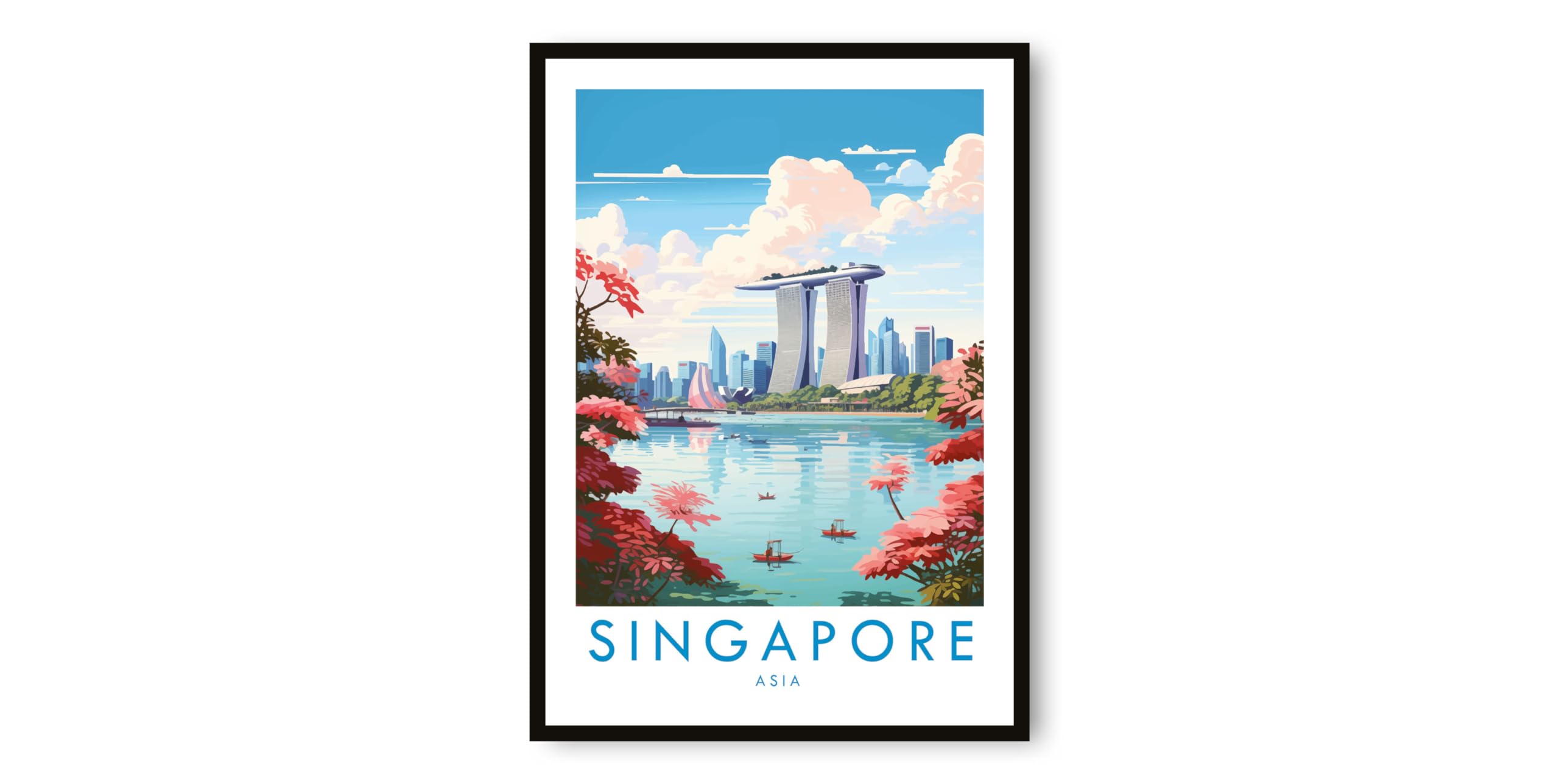 Singapore Travel Poster, Singapore Travel Print, Asia Print, Travel Decor, Popular Print, Birthday Gift, 6x4/7x5/8x10/A3/A4 (7 x 5 Inches Unframed)