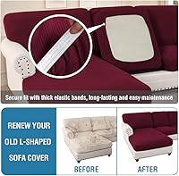 Vista 202 de H.VERSAILTEX 2025 New Sectional Couch Covers 8 Pieces Stretch Sofa Covers for Sectional Sofa Set Separate L Shaped Couch Cover for Both Left/Right