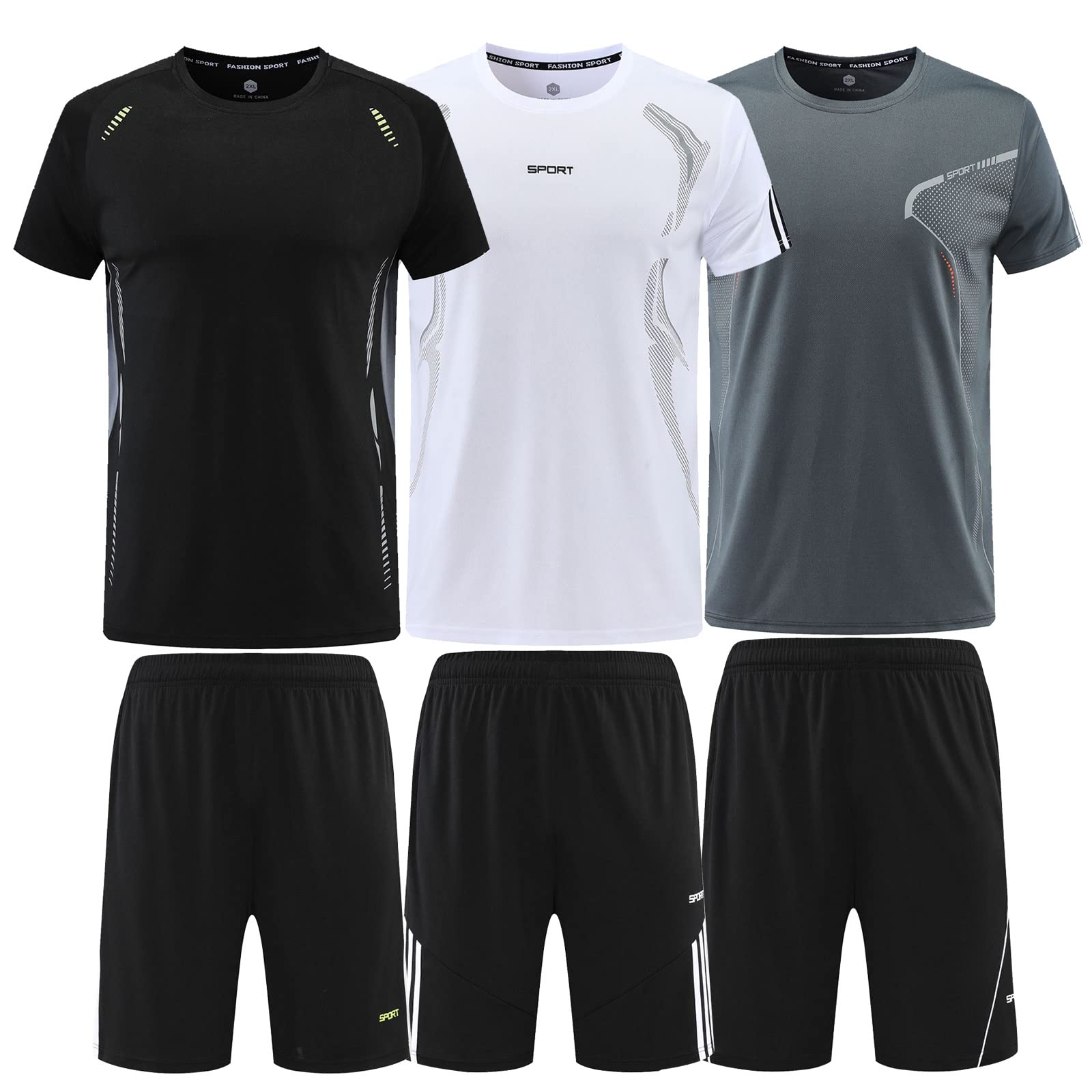BOOMCOOL Men's Sportswear Set, Running Sportswear, Leisure Outfit, Jogging Soccer Gym Sportswear 3pcs