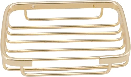 Jabonera de color dorado montado en la pared, plato de esponja autodrenante, tipo hueco, soporte de almacenamiento de jabón para baño y cocina