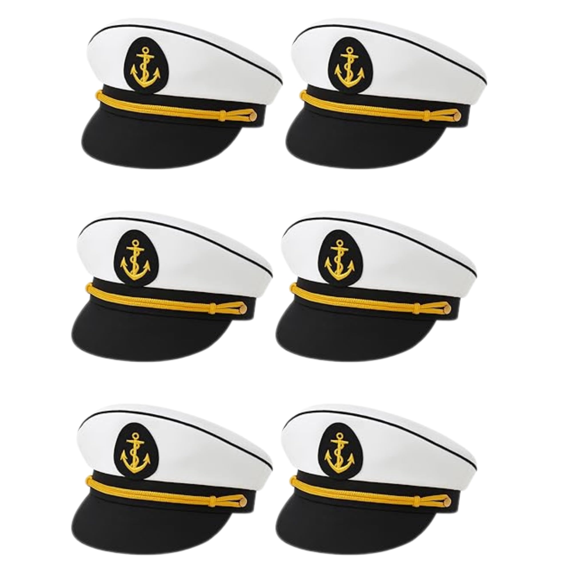 FNA FASHIONS Unisex Navy Captain Hat - Adult Size Marine Admiral Cap with Badge, Braid, and Laurel Details | Perfect for Men & Women, Boat Captain Costume Accessory (Navy Hat with Ribbon, 6)