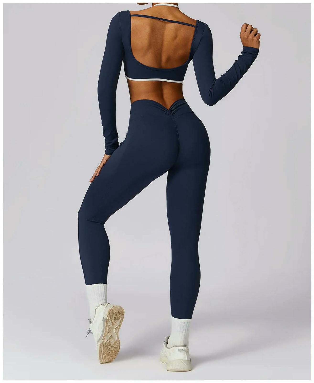 Shapewear zestaw do jogi, 2 sztuki, odzież sportowa, push up, odzież treningowa, odzież dla sportowców, na siłownię, legginsy fitness, krótki top długi, czerwony-m