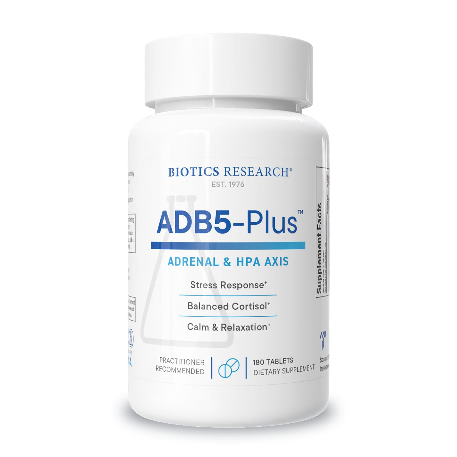 BIOTICS RESEARCH ADB5-Plus Supplement Support Healthy Adrenal Gland 180Tabs 1 Count (Pack of 180)
