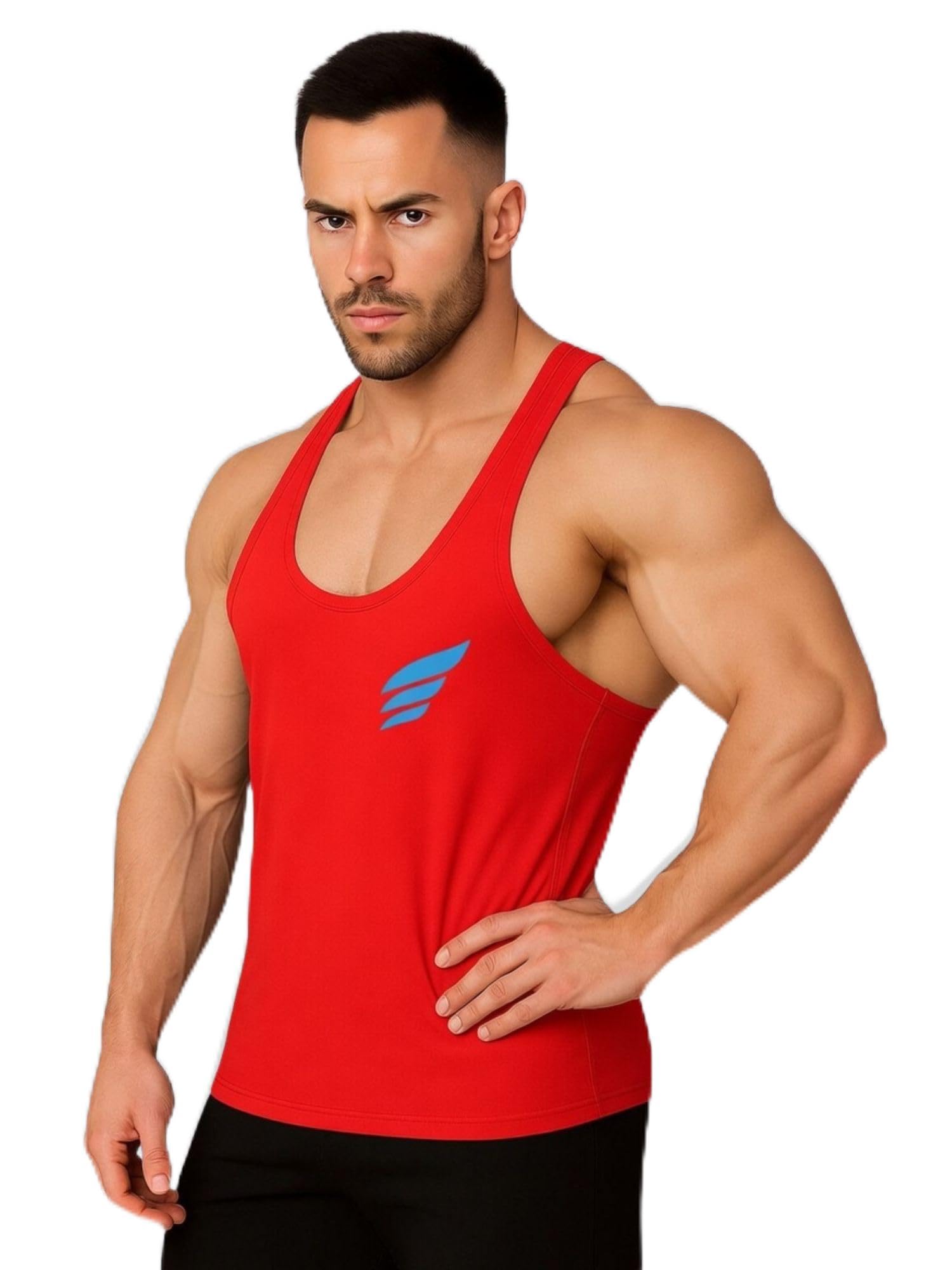 3colors Men's Gym Vest | Sleeveless Tank Top for Workout, Bodybuilding & Sports | Y-Back Stringer Athletic Fit Racerback -RB Cut Energy-picture-40