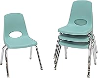 Vista 67 de FDP 10380-BK - Silla escolar apilable de 14 pulgadas, asiento apilable para estudiantes con patas de acero cromado y deslizadores de bolas