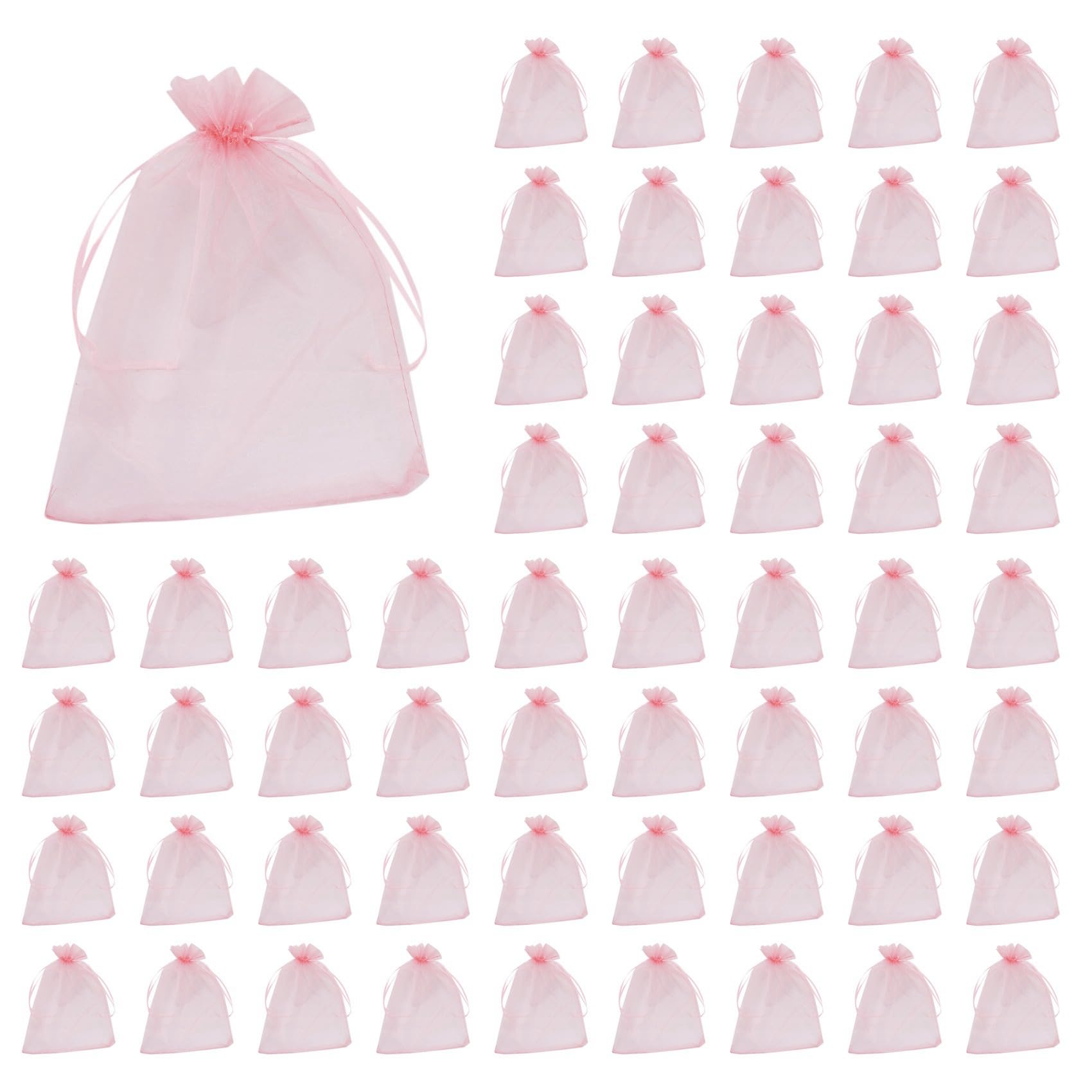 Hndhbfgrt 400Pcs Large Organza Bags Blush Pink, 17X23 cm Mesh Gift Bags Drawstring Jewelry Pouches for Christmas Wedding