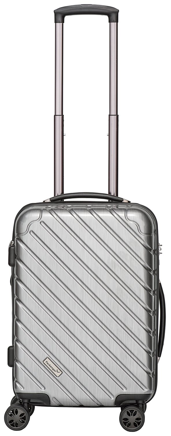 Packenger Premium suitcase, trolley, hard case, vertical size M in silver-metallic. approx. 52x35x24cm