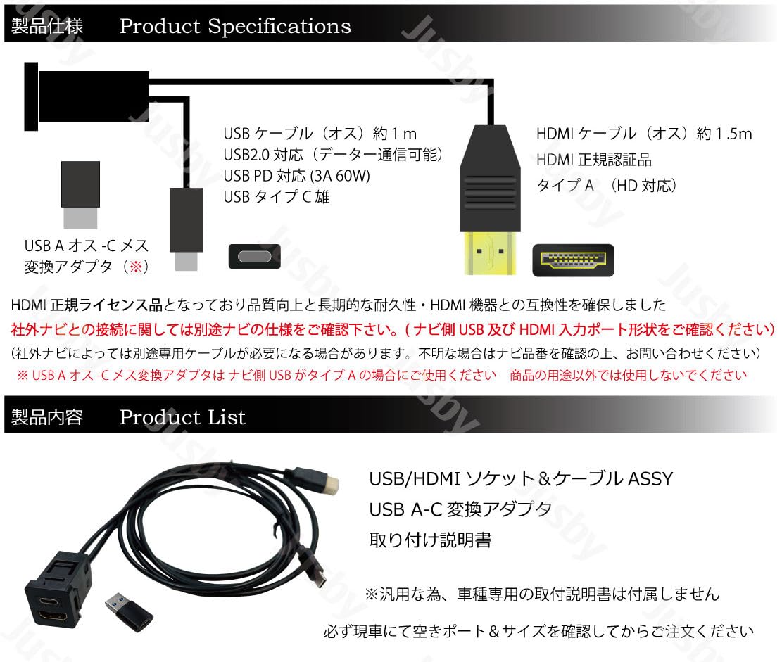 Amazon.co.jp: トヨタ ダイハツ用 USBHDMIソケット アダプタ スペア