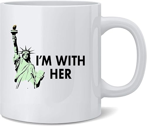 Poster Foundry Estatua de la Libertad Im With Her Immigration Taza de café de cerámica taza de té divertido regalo novedoso 12 oz