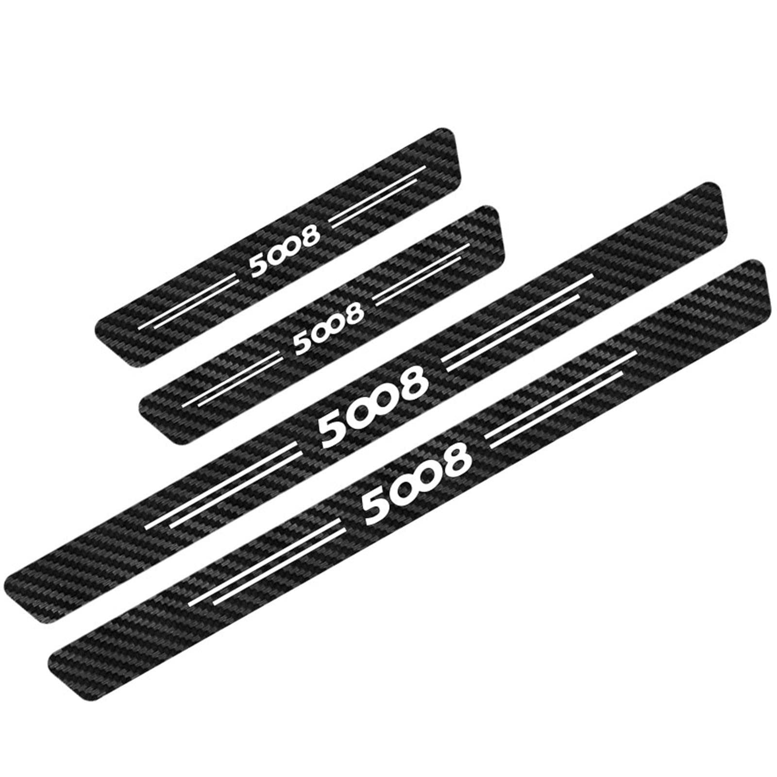 KLHYWEN 4 pcs Car Door Sill Protector Strips for Peu-geot, Carbon Fiber Threshold Stickers Kick Plates Trim Film Auto Body Styling Accessory,5008 White