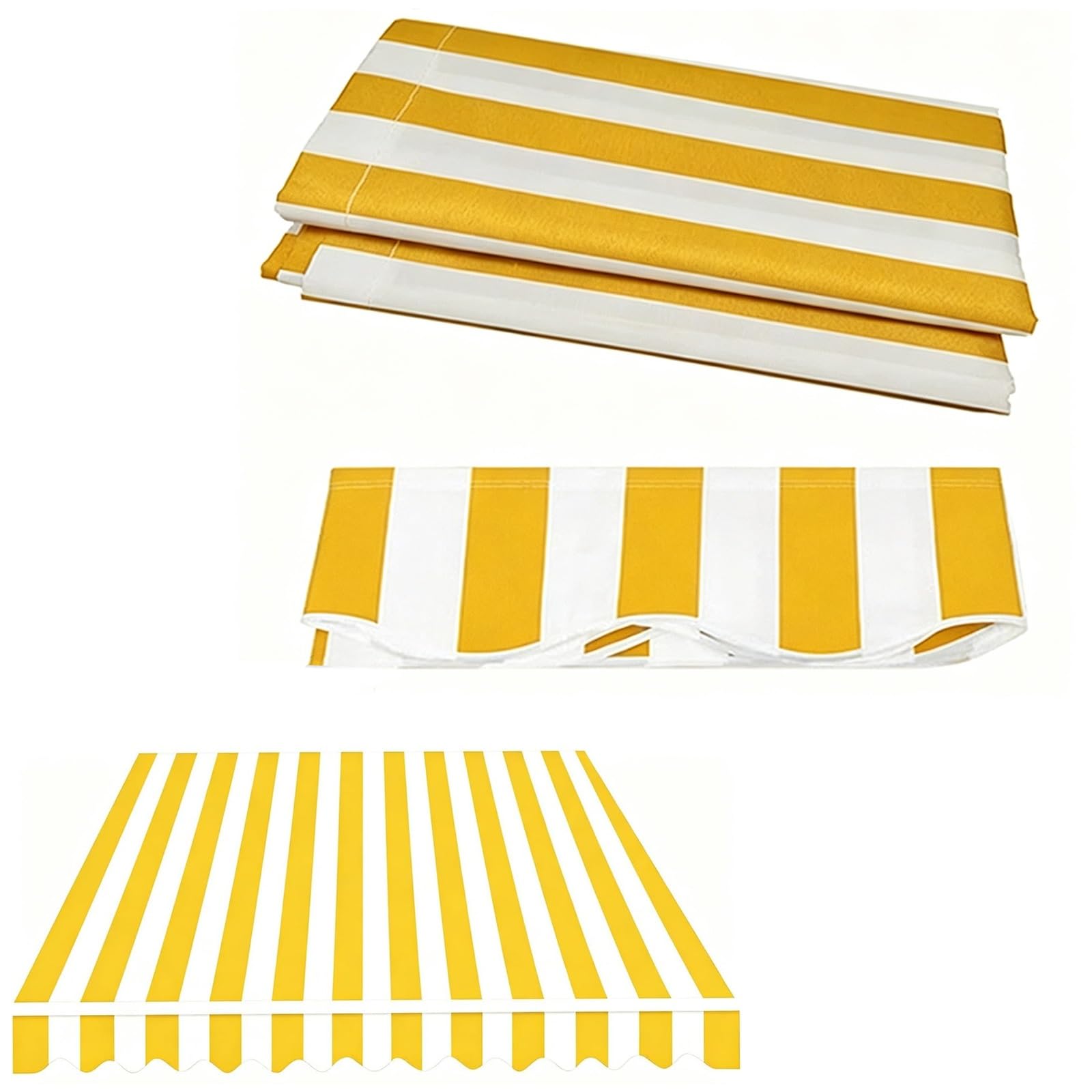 Generico Telo di Ricambio per Tenda da Sole Retrattile da Patio, Telo Parasole Retrattile a Righe, Tenda da Sole Manuale in Tela di Poliestere per Giardino e terrazzo (Giallo, 1,5x1 m (4,9x3,2 Piedi)