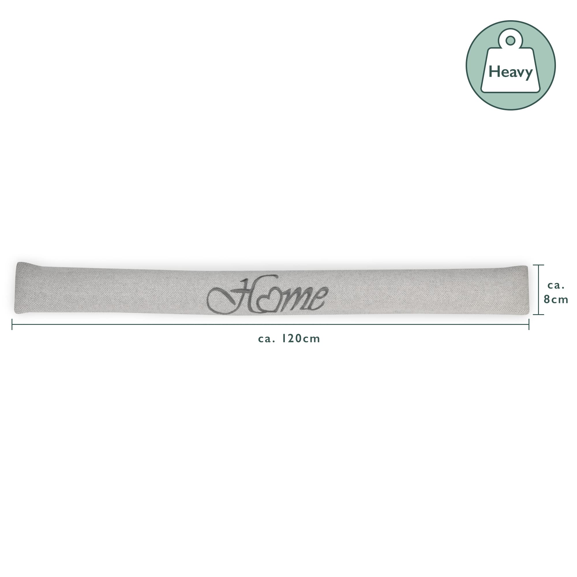 Beautissu Paraspifferi Imbottito per Porta e finestra Tuuli Ho 120cm - 1,2kg - in Poliestere - paraspiffero Universale porte e finestre - paravento sottoporta Isolante - Contro Il Freddo - Grigio