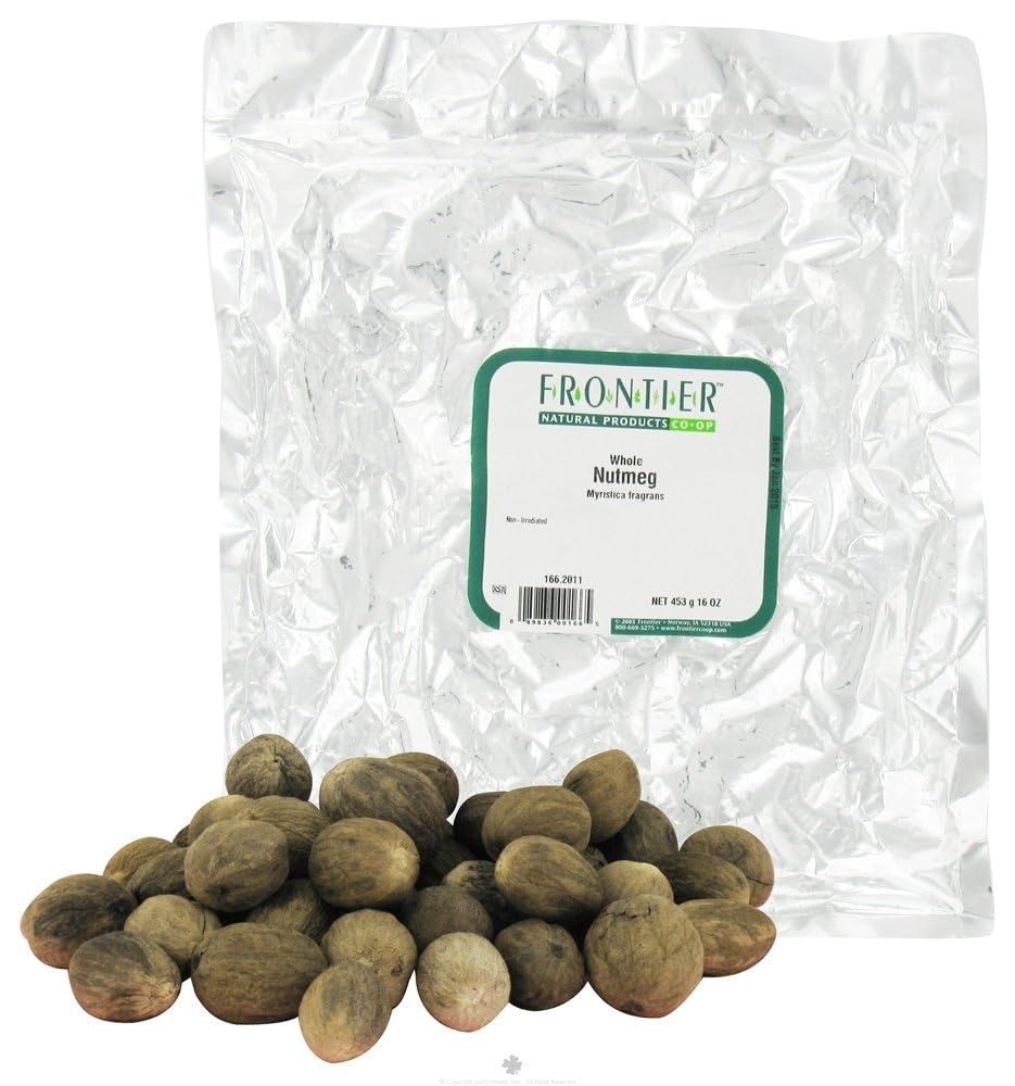 Frontier Co-op Whole Nutmeg, 1-pound Bulk Bag, Aromatic, Subtly Spicy-Sweet Flavor, Kosher, No GMO, No ETO