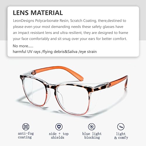 Miniatura 4 de Gafas de seguridad antivaho Z87.1 con bloqueo de luz azul, antipolvo, protección UV para hombres y mujeres (gris tortugaté)