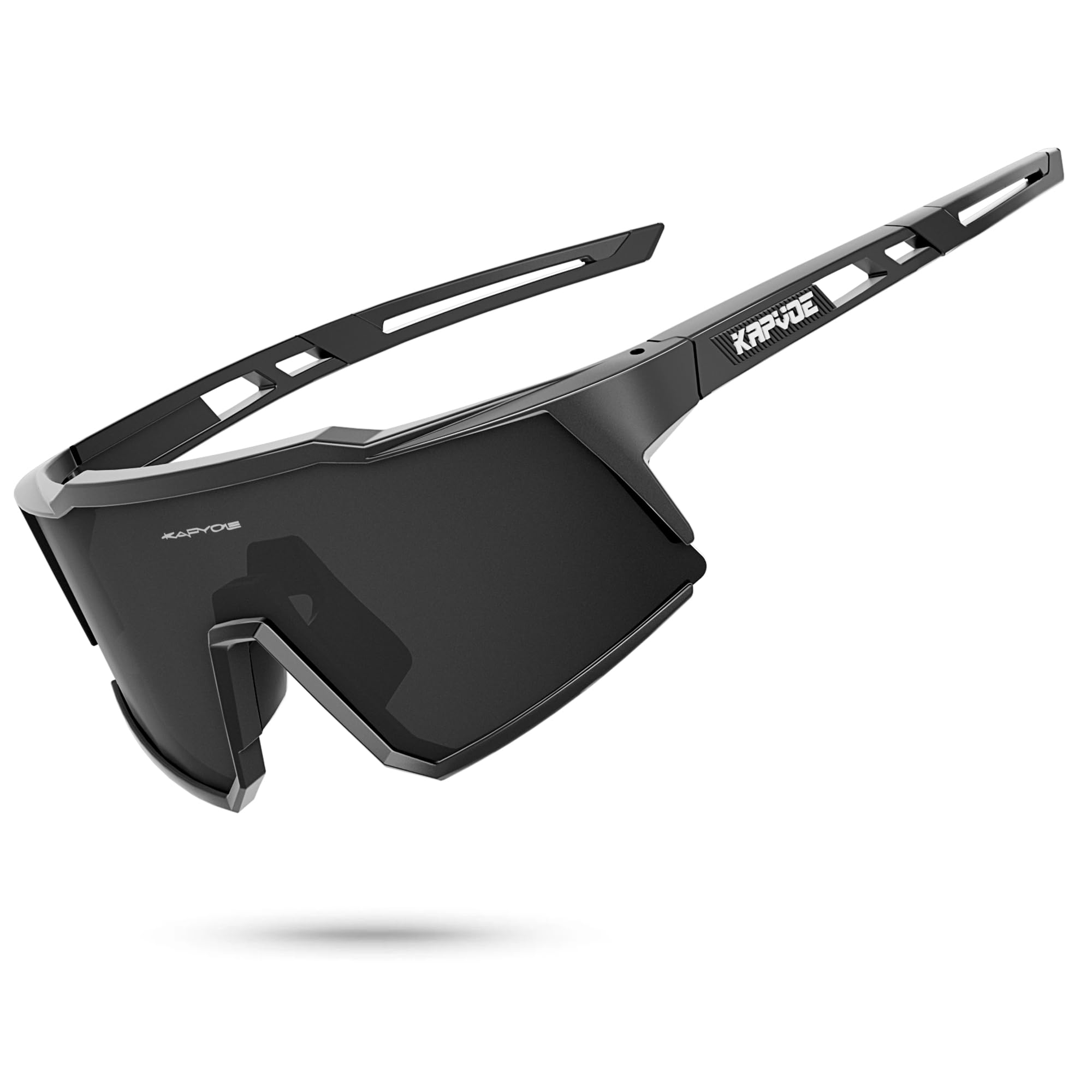 KAPVOE Polarized Sunglasses UV Protection for Men Women Cycling Sunglasses TR90 Frame Bicycle Mountain Bike Glasses Baseball MTB Running Riding Accessories Black 19