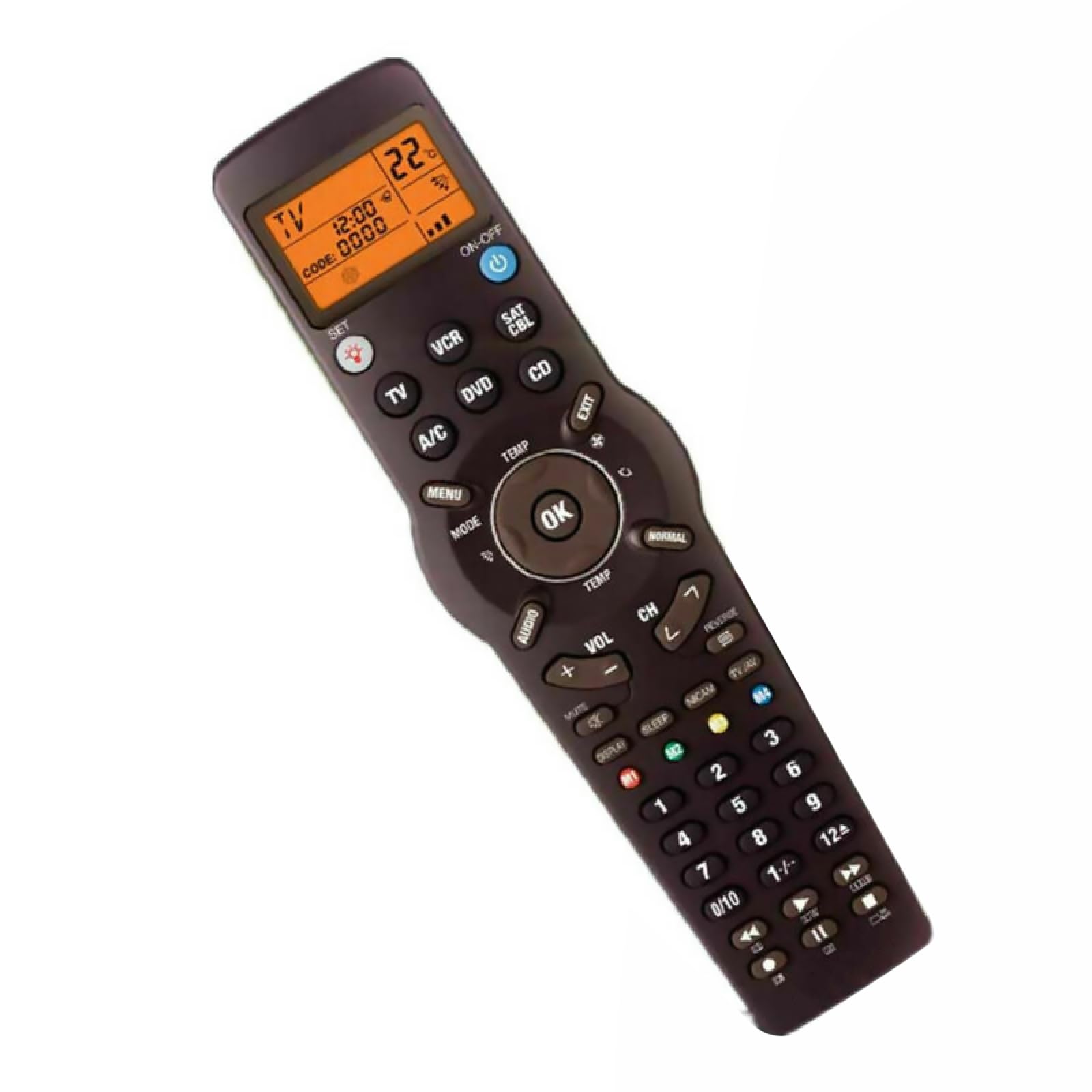 CHICHIYANG Télécommande Universelle 6 en 1 avec Écran LCD et Fonction d'Apprentissage, Matériau ABS pour TV/TXT, DVD, CD, Magnétoscope, SAT/Câble, A/C