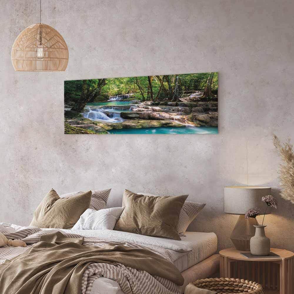 decomonkey Akustikbild Wasserfall 135x45 cm XXL 1 Teilig Leinwand Modern
