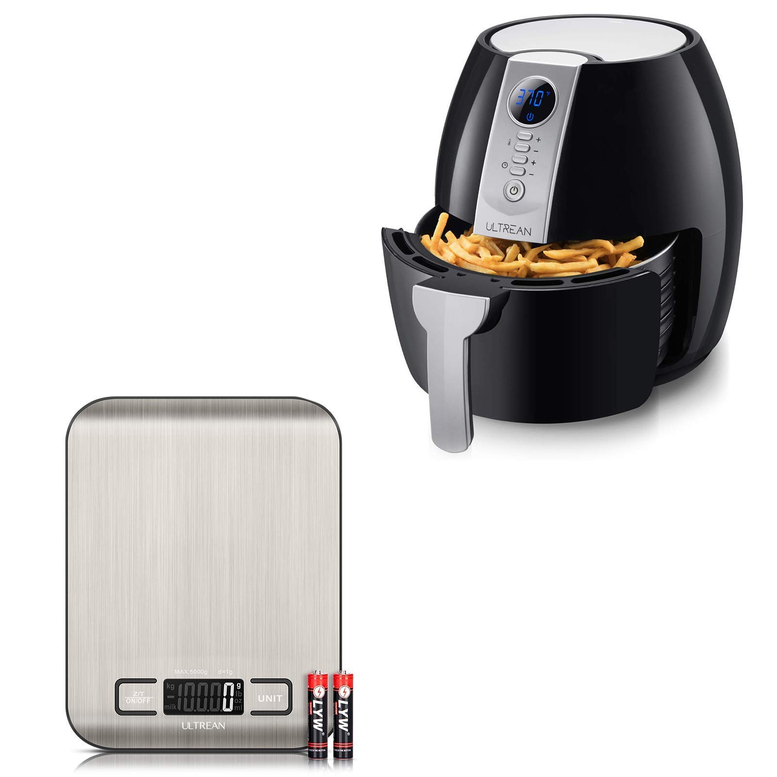 UltreanDigital Food Scale and Ultrean 4.2 Quart (4 Liter) Air Fryer