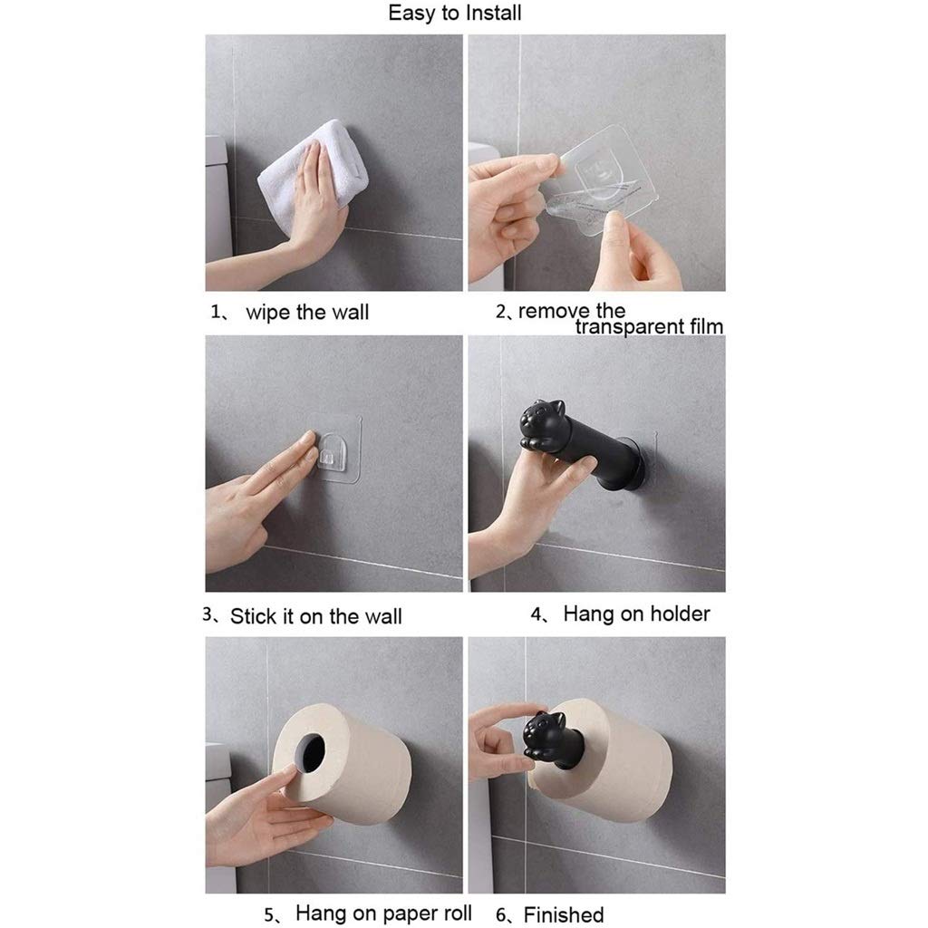 Portarrollos de Papel higiénico, Portarrollos de Papel higiénico de Pared para Gatos, Portarrollos de Papel higiénico de Polipropileno para Cocina, Colgador de Papel higiénico Adhesivo, acce