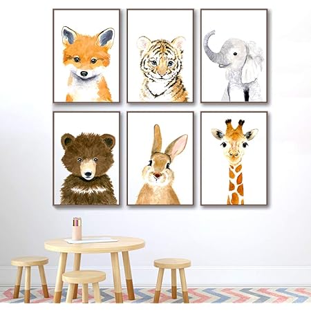 Bilder Kinderzimmer wilde Tiere, Dschungel Deko, Wandbilder Babyzimmer
