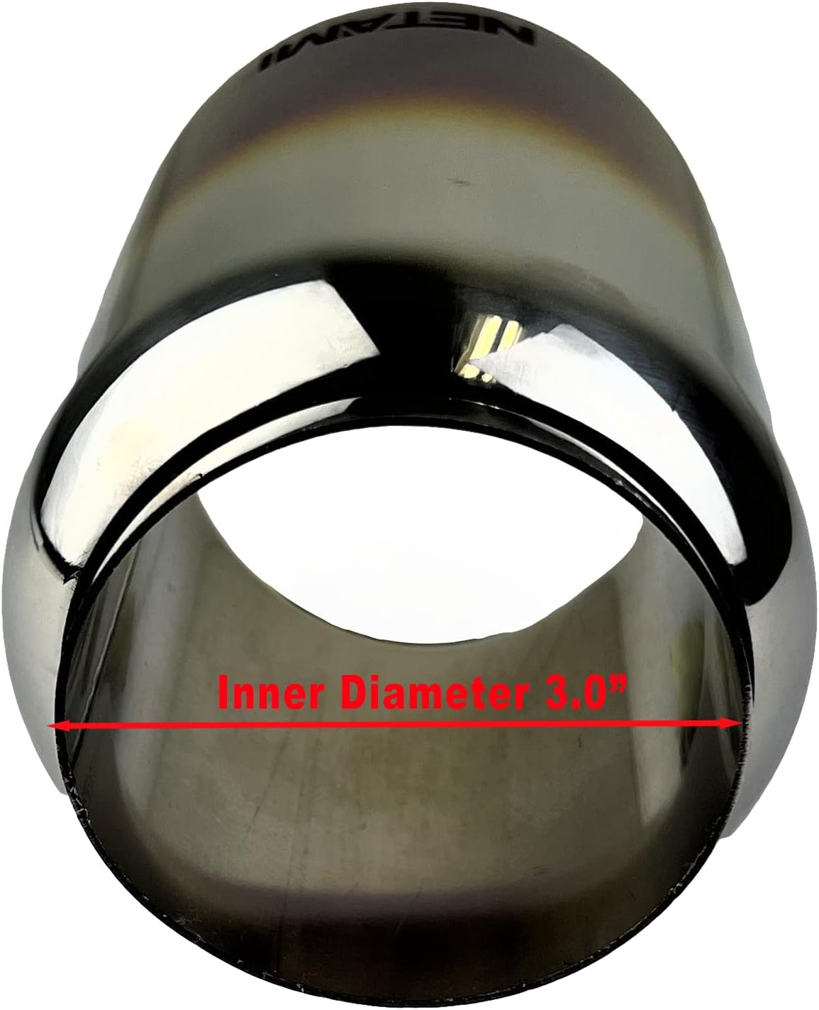 3 inch Inlet to 4 inch Outlet NETAMI NT-3019 Exhaust Tip Stainless Steel Double Wall Blue Burnt