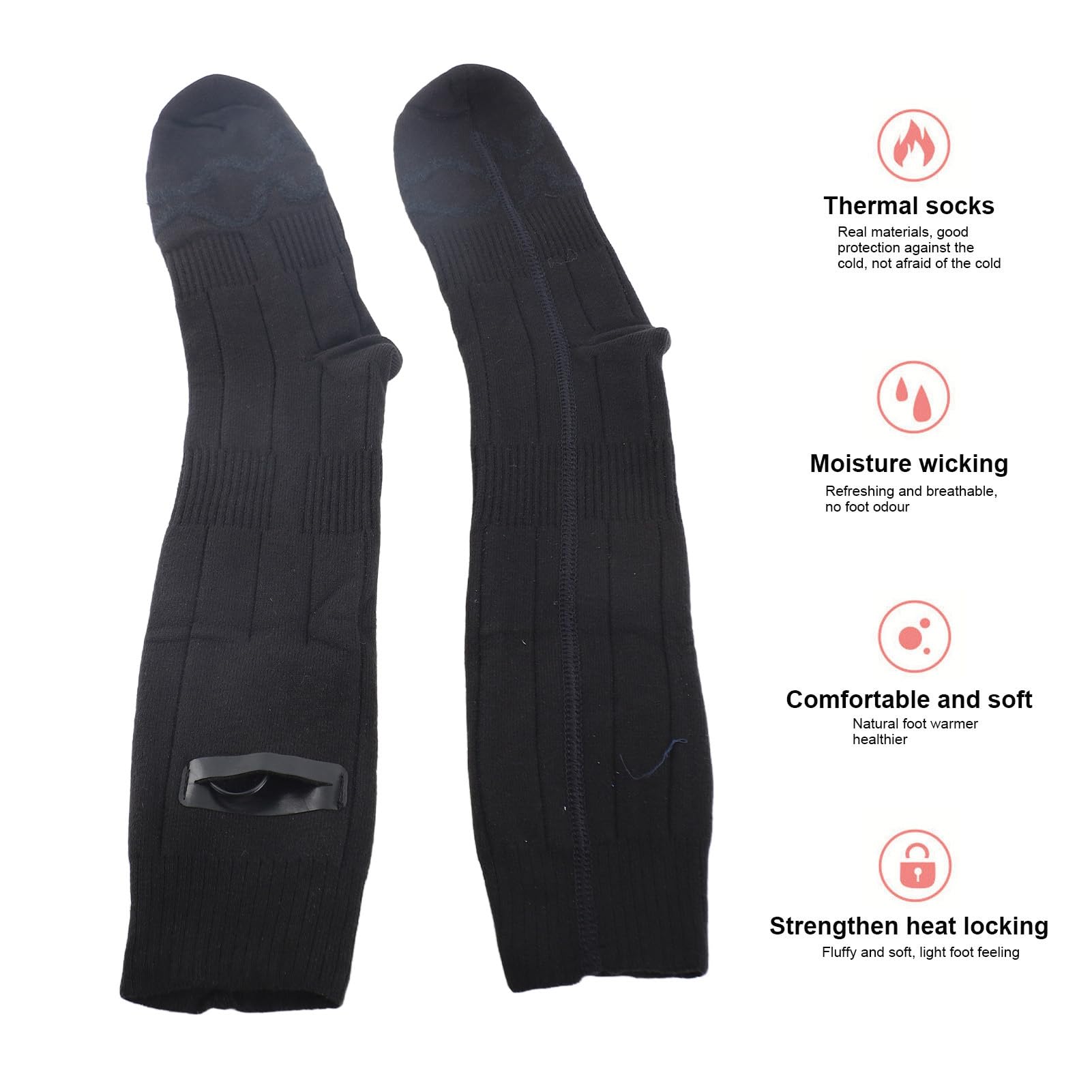 Chaussettes chauffantes, 4000 mAh Chaussettes Chaudes pour Hommes Femmes Batterie Rechargeable USB Contrôle de la température à 3 Niveaux Chaussette Thermique Lavable Semelle chauffante