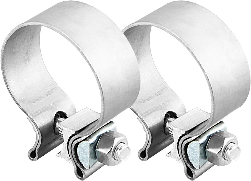 LCGP 2PCS 2.5" Exhaust Band Seal Clamps for Muffler Pipes Exhaust tip Connect,Stainless Steel