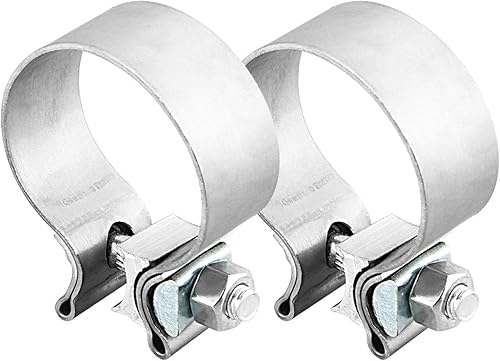 LCGP 2 abrazaderas de sello de banda de escape de 2.5 pulgadas para tubos de silenciador, conexión de punta de escape, acero inoxidable