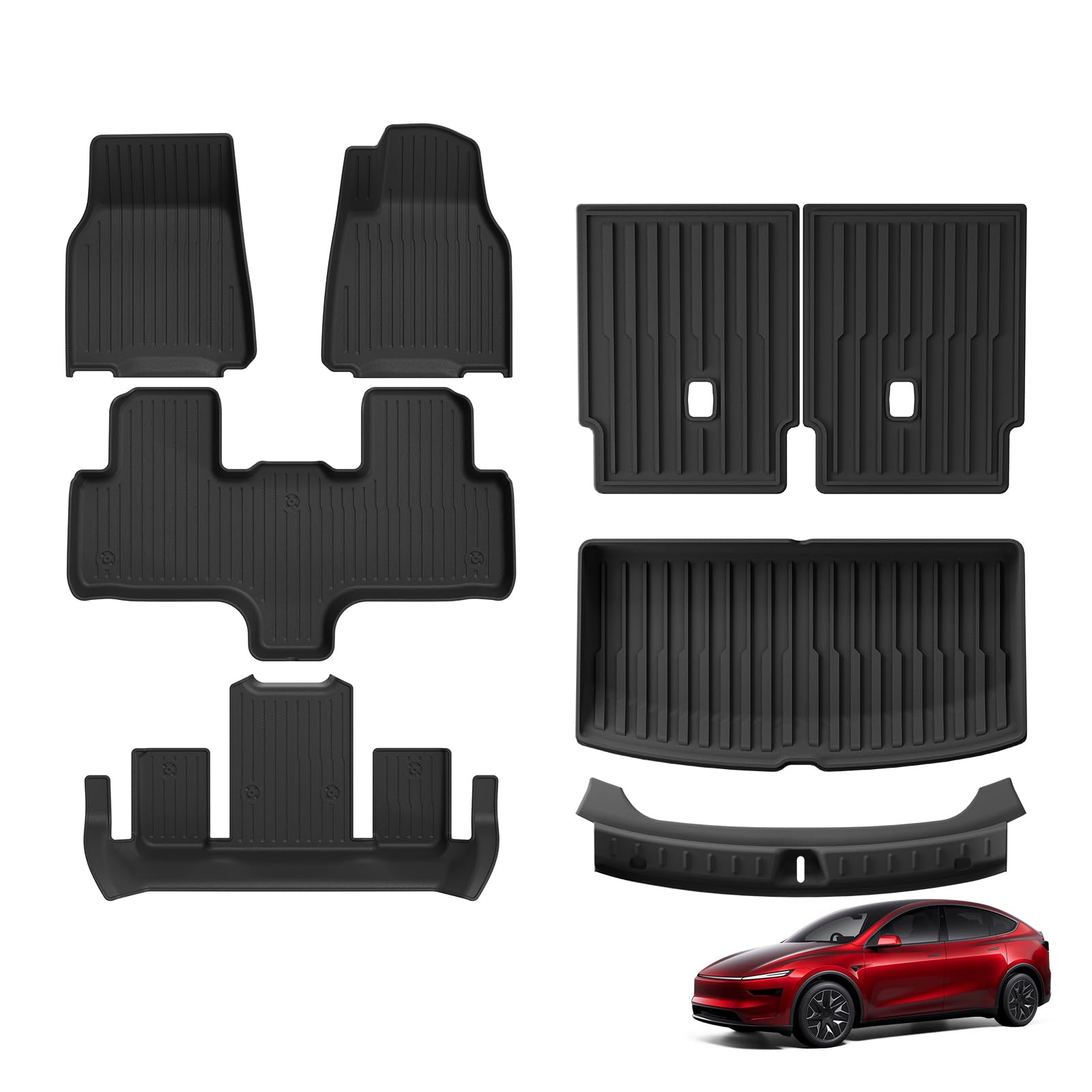 Amazon | LUCKEASY テスラ 新型 モデルYL 6人乗り 専用 3Dフロアマット