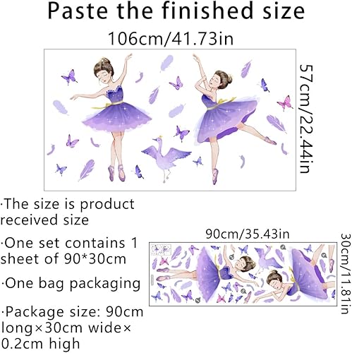 Miniatura 143 de Adhesivo decorativo para pared, diseño de luna morada, flores, mariposa, nubes, para decoración de dormitorio, sala de estar