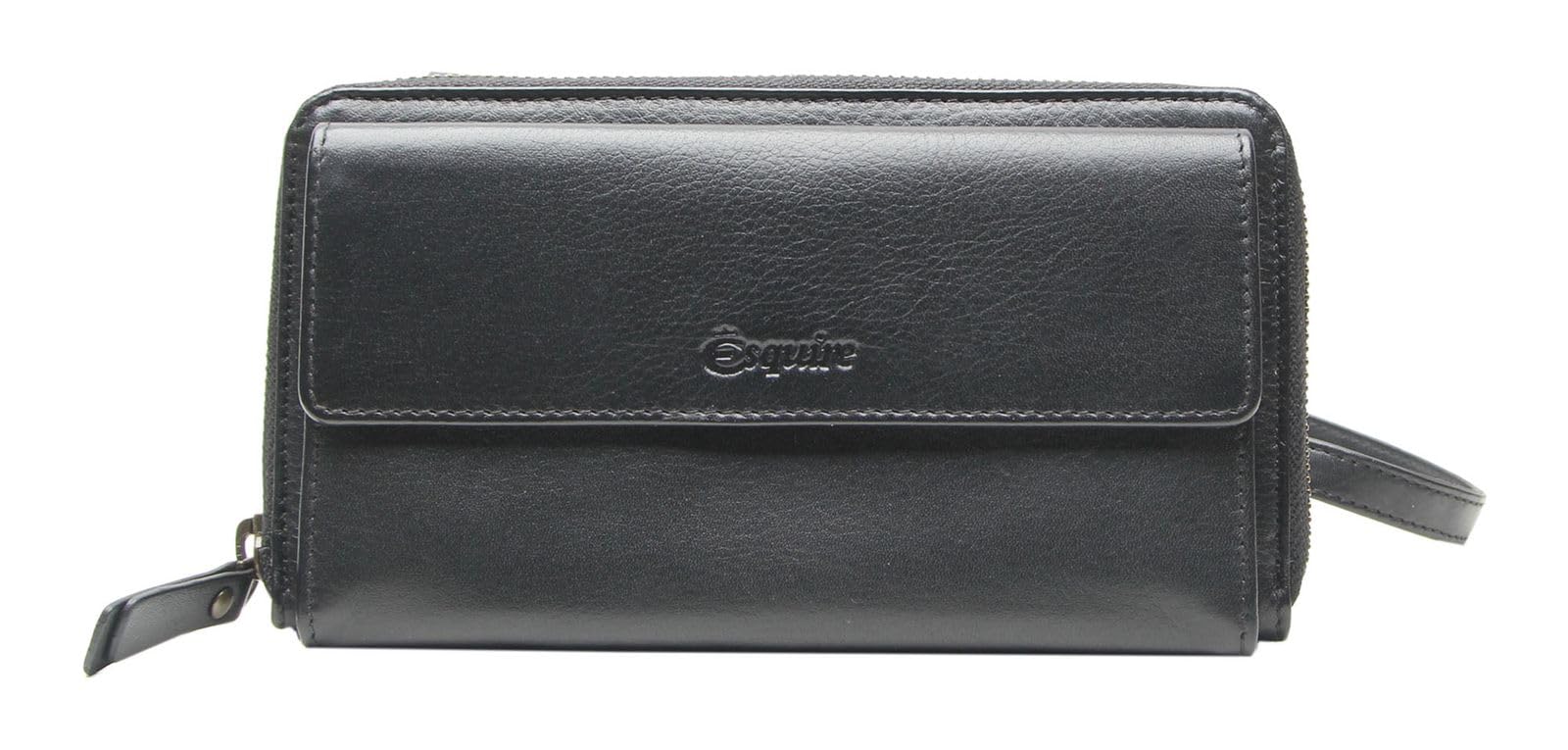 Esquire Cuero Monedero Bolsa para móvil Peru Phone Wallet Bag Black Negro