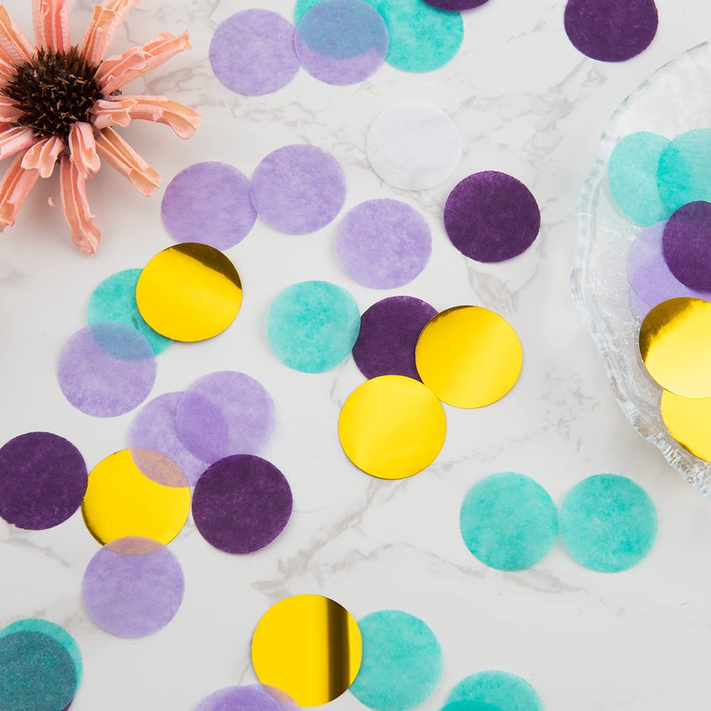 Konfetti Aus Seidenpapier & Folie – 50 G, 2,5 Cm Kreise In Blau, Gelb & Silber Für Hochzeit & Party