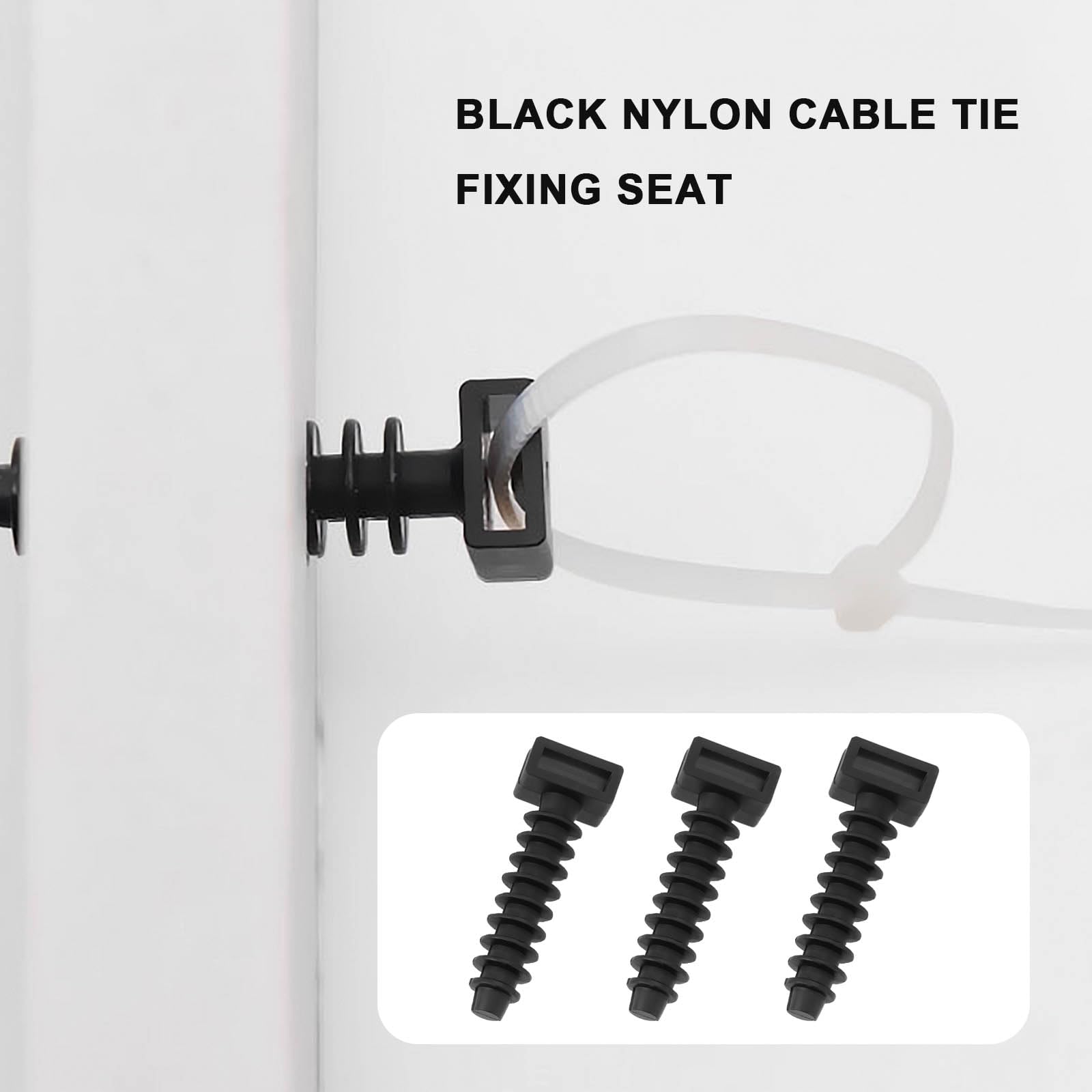 OTOTEC 50Pcs Cable Tie Masonry Fixing Plugs Screw Mounts Knock in Wall Nylon Base Holder Up to 9mm Cable Ties for DIY Commercial Purposes Cable Management - Image 3