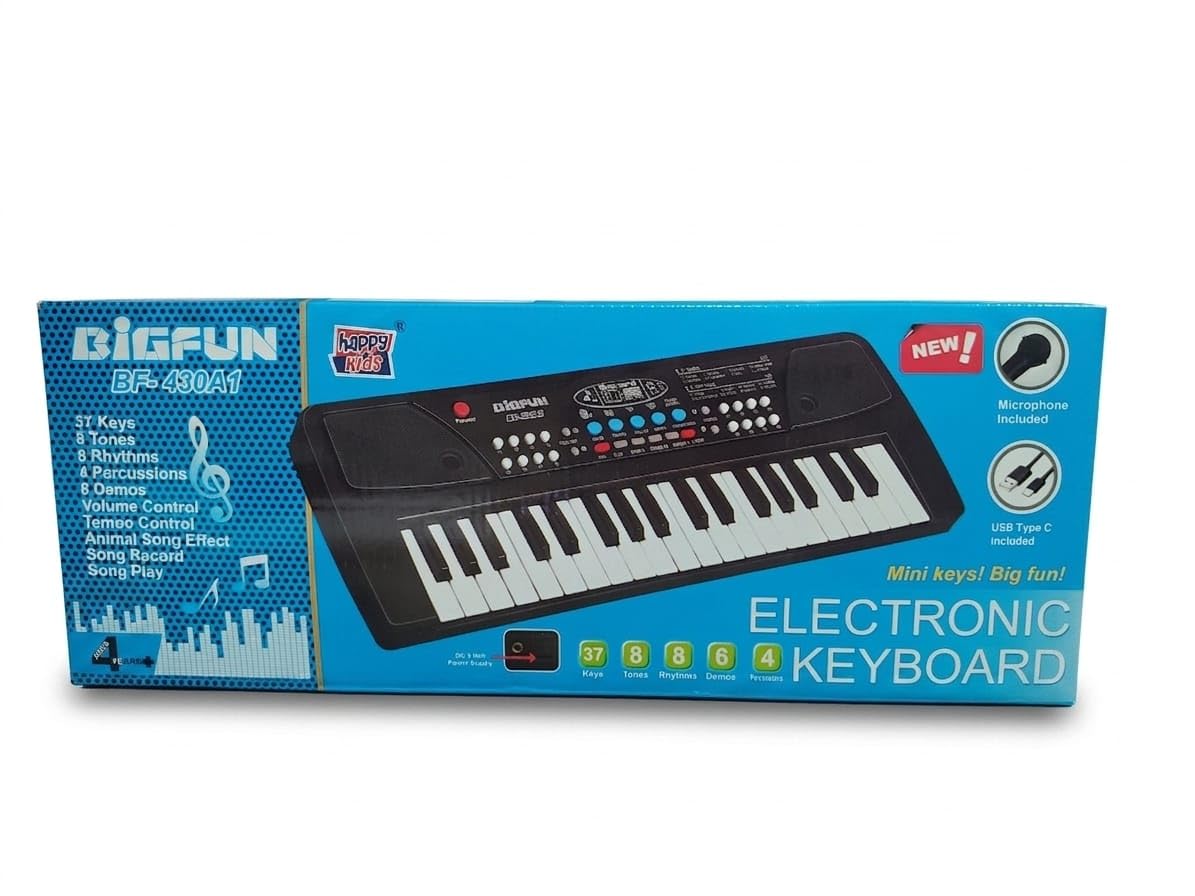 37 Key Electronic Piano Keyboard for Kids with Microphone, 8 Tones, 8 Rhythms, 6 Demo Songs, USB Type-C Powered,Recording & Playback Musical Toy for Boys & Girls Age 3+-image-37