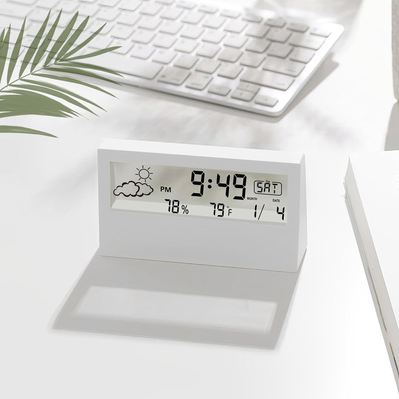 Generico Smartwatch con Termometro E Igrometro, Sveglia da Comodino | Calendario Multifunzione, Elemento Decorativo Per La Camera Da Letto, Orologio 12/24 Ore