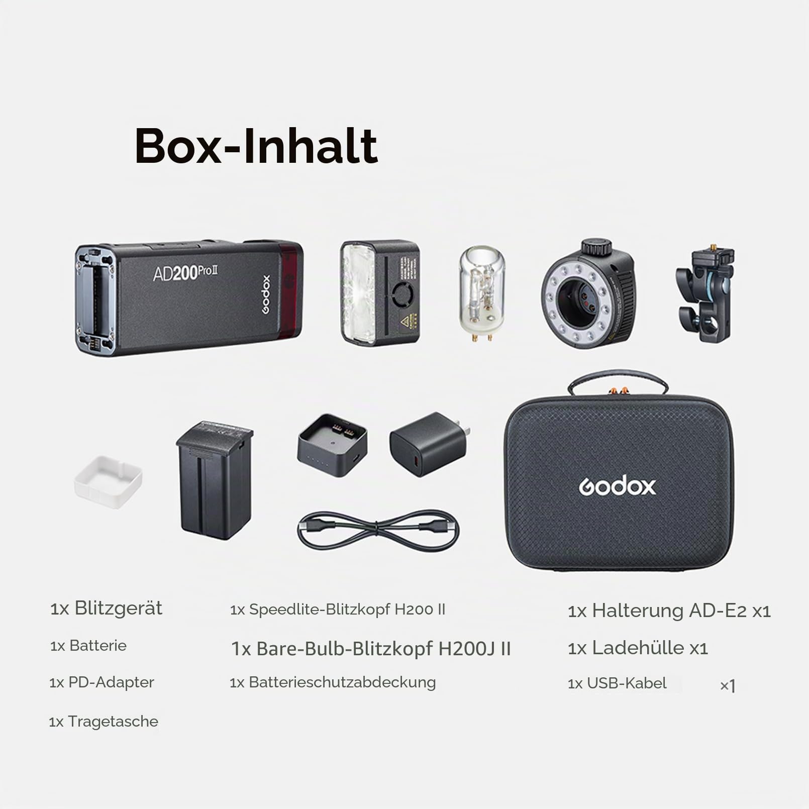 GODOX AD200 Pro II AD200Pro II Blitzgerät, TTL 200W Taschenblitz HSS 1/8000s, One-Tap Wireless Sync, Enhanced Color Screen, Fotografie Beleuchtung (AD200ProII)