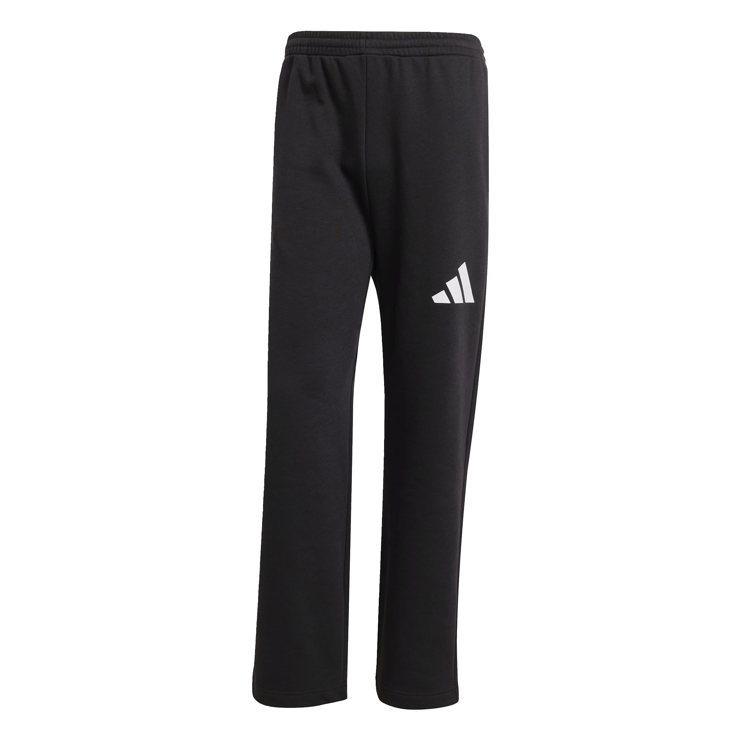 adidas Men's Essentials Wide Leg Three Bar Fleece Pants, Black/White, XL