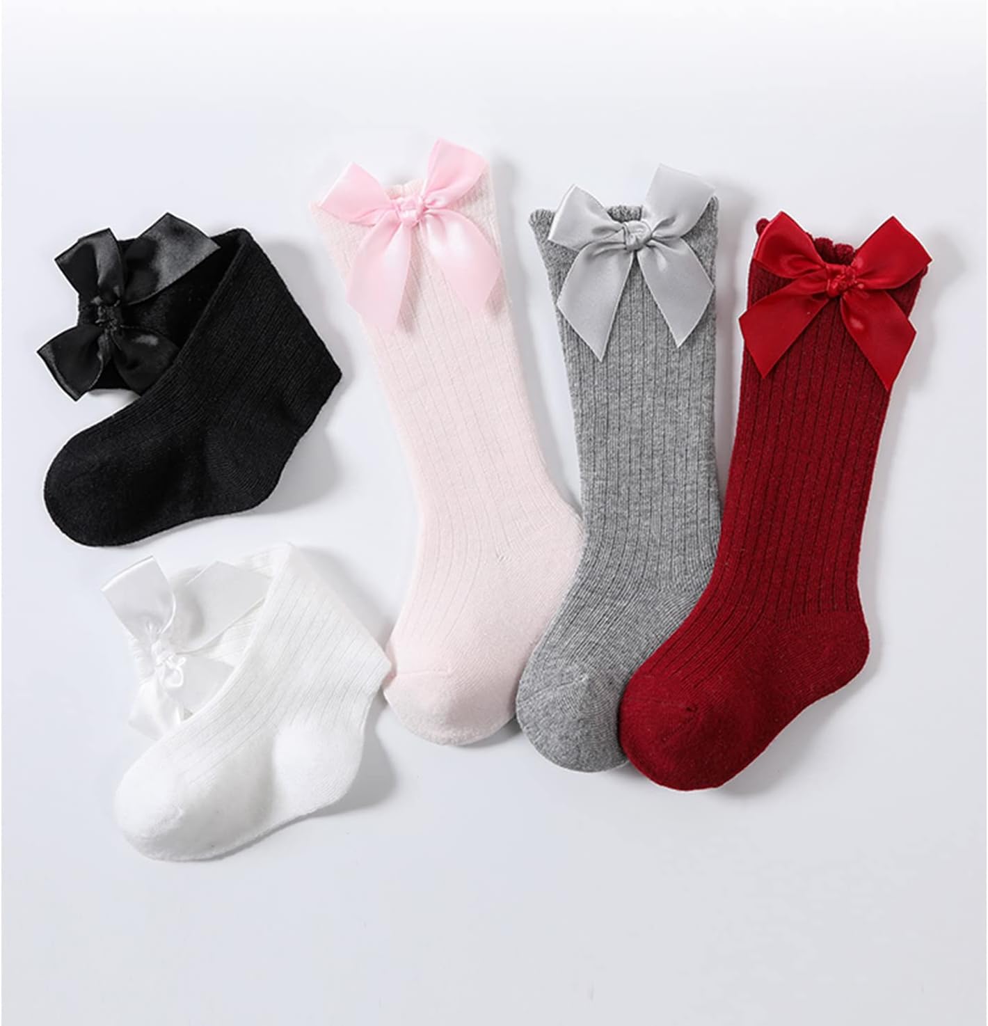 Baby Knee High Socks Kids Tube Long Boot Socks with Bow Cotton Knit Stocking Infant Toddler Dress Socks for Boy Girl - Image 6