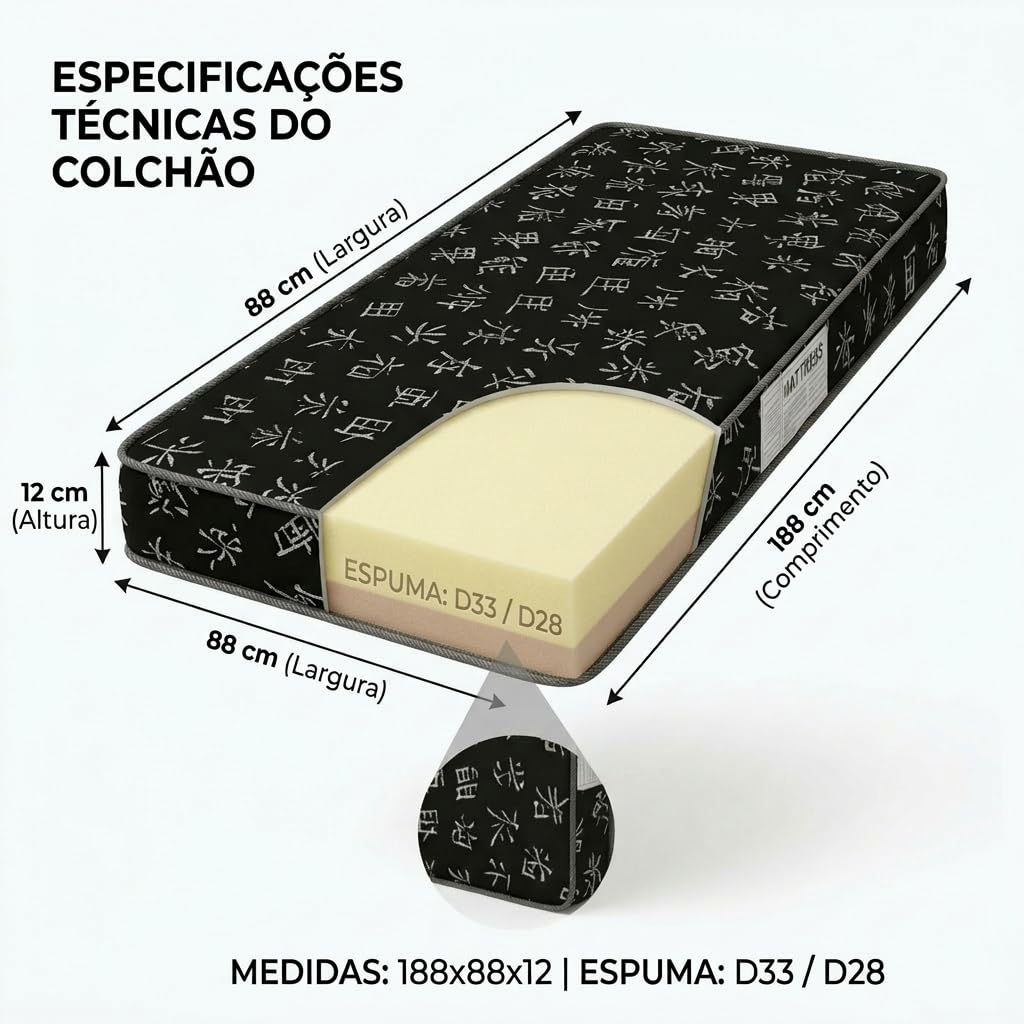 Colchão Solteiro D28 - Nouv Comfort Espuma 12x88x188 Cm | Amazon