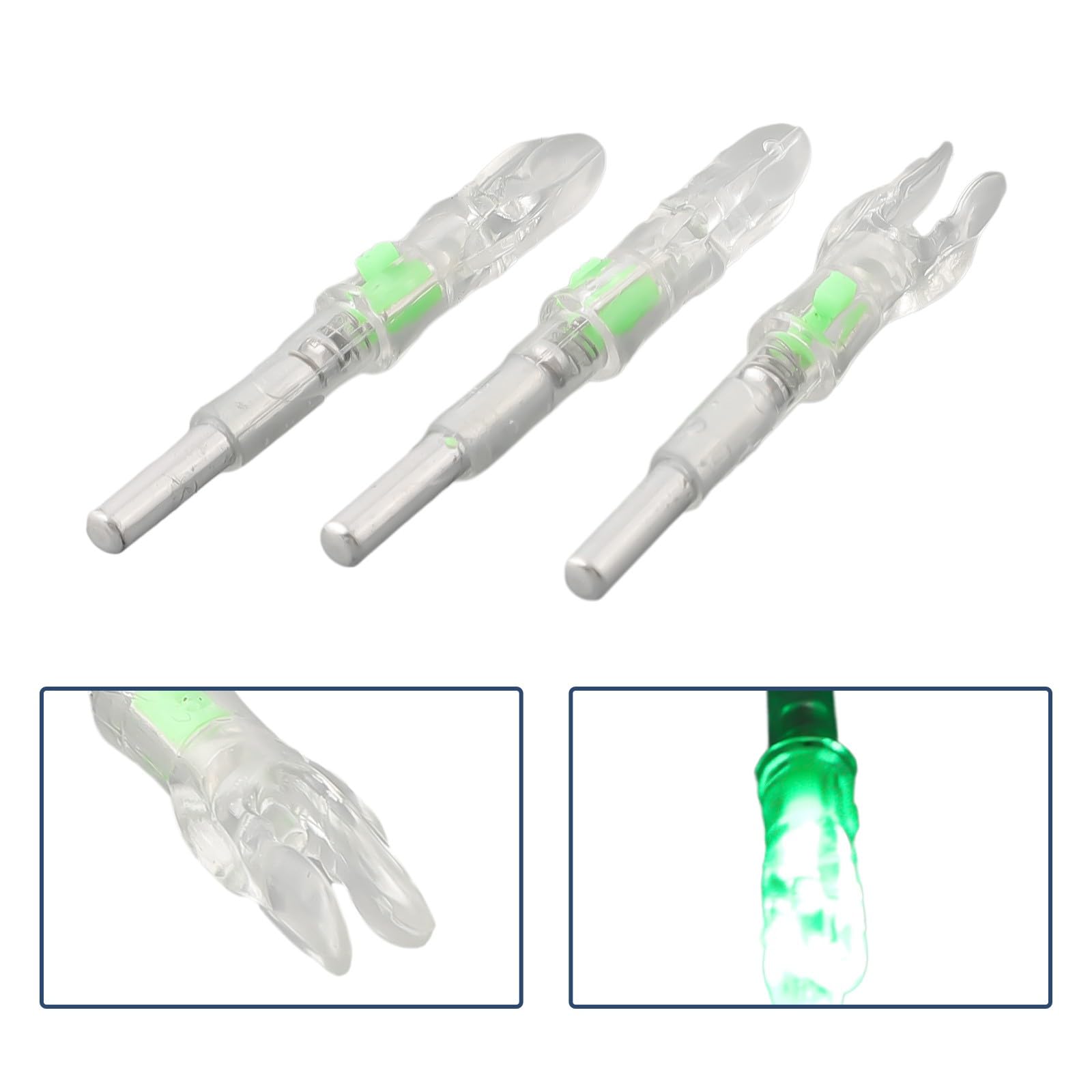 Lot de 3 encoches de flèche lumineuses à LED de 4,2 mm, pour pointes fluorescentes rouge/bleu/vert, pour allumage automatique lors de la prise de vue, batterie longue durée, matériau PE, pour