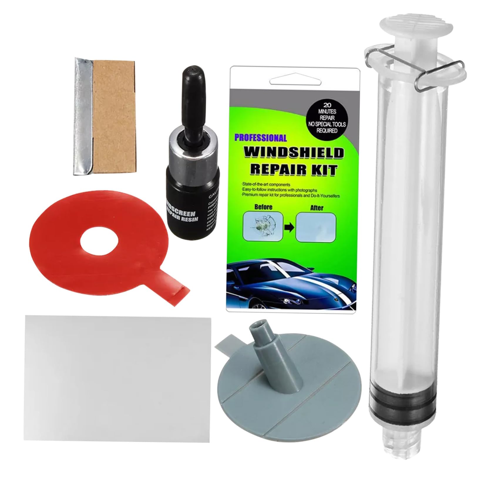 Cabilock 1 Set Glass Repair Tools Windshield Scratch Repair Kit Windshield Repair Reverse Brake Bleeder Kit Car Windshield Crack Repair Kit Windshield Glass Repair Plastic and Rubber