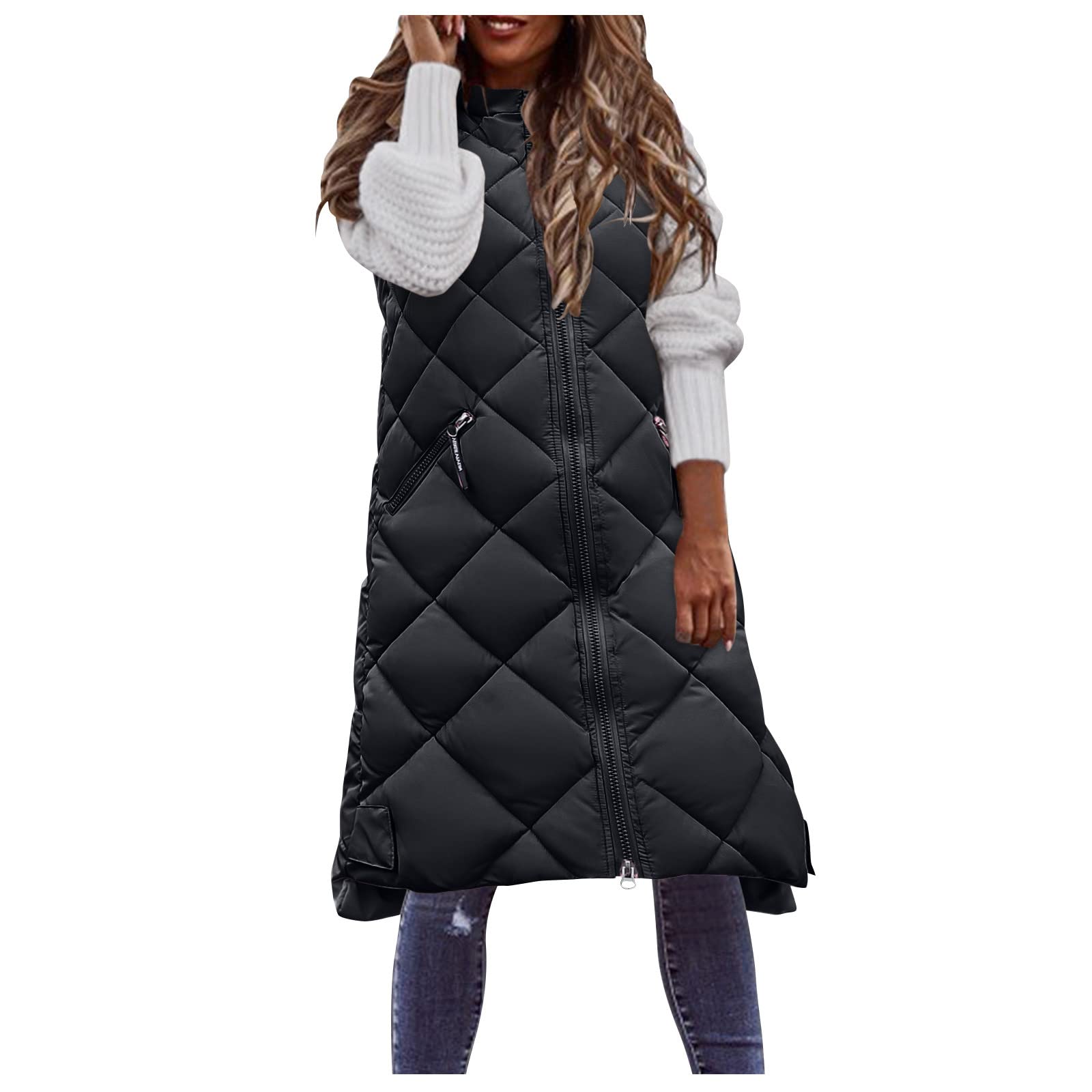 Womens Sleeveless Warm Down Coat Hooded Quilted Puffer Gilet