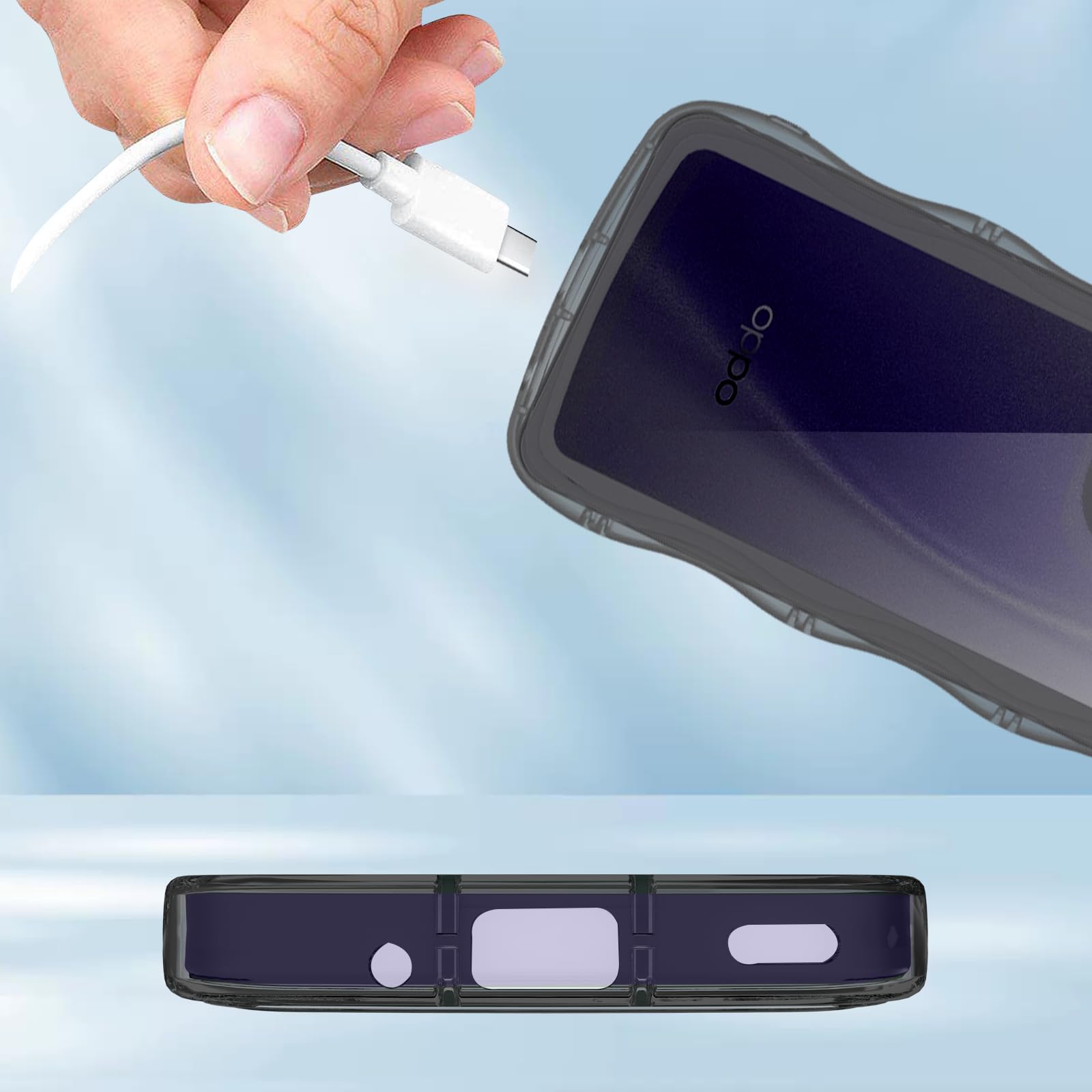 Amazon.co.jp: OPPO A3 5G ケース クリアブラック ウェーブ TPU波状の