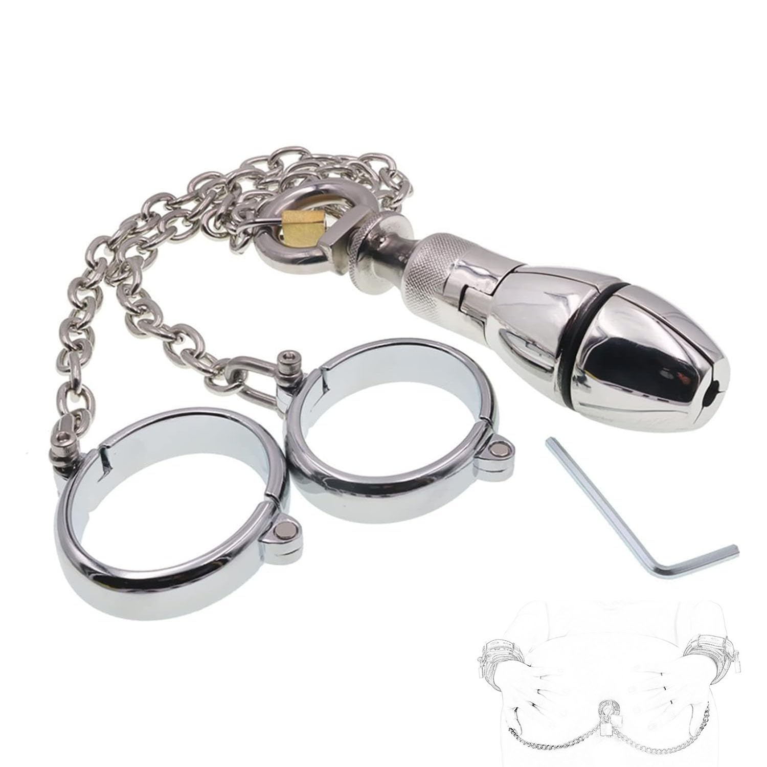 Manette in acciaio inossidabile con dilatatore anale bloccabile, plug anale con blocco anale, set di bondage SM, giocattoli sessuali erotici for uomini e donne(Männer)