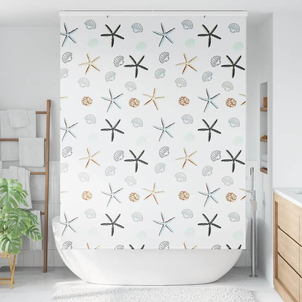 Rollo für Dusche, Kassette, 146 cm, PEVA | Wasserfest, leicht zu reinigen, Montage an Decke oder Wand, höhenverstellbar, Kindersicherung