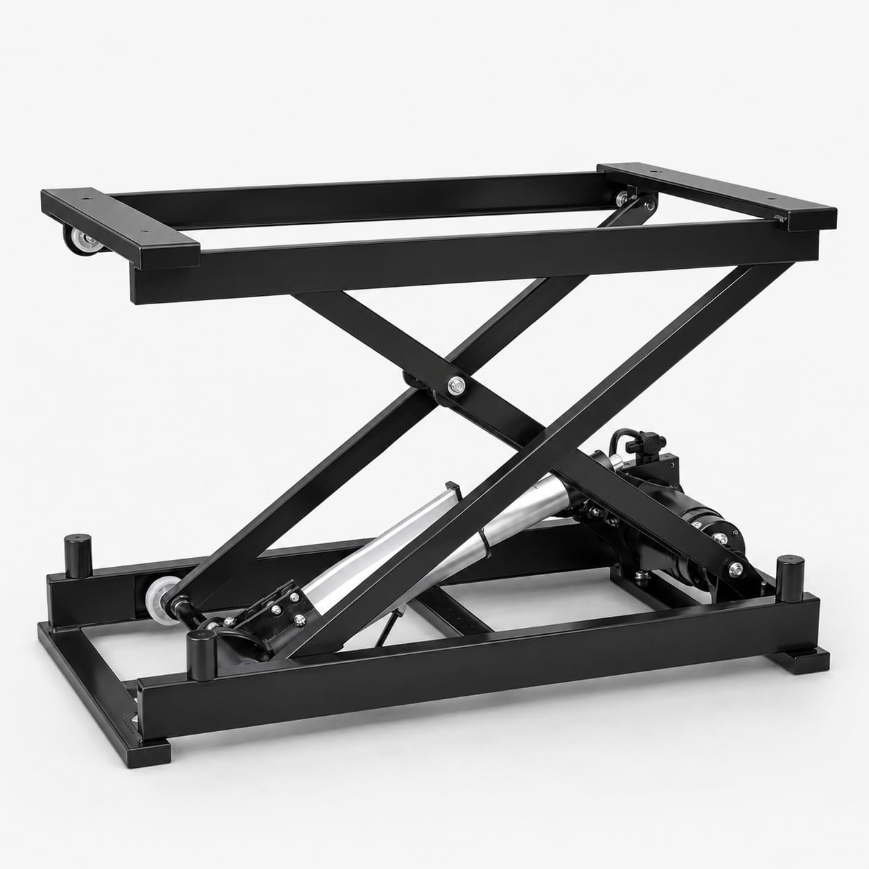 Mesa elevadora de tijera eléctrica con control remoto inalámbrico, plataforma hidráulica ajustable para manejo de materiales, capacidad de 50 kg
