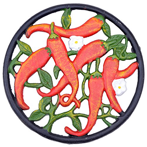 chili pepper kitchen decor - Decorative Cast Iron Trivet Hot Chilli Peppers 7