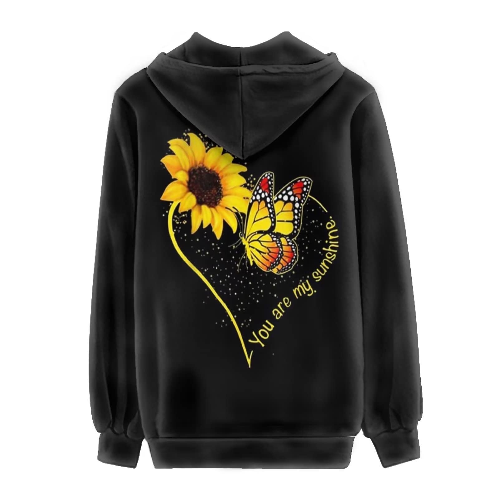 Bluza z kapturem zapinana na zamek błyskawiczny damska odzież dla nastolatek estetyczna bluza kurtki płaszcz cienki XS-5XL, Słonecznik motylkowy, S