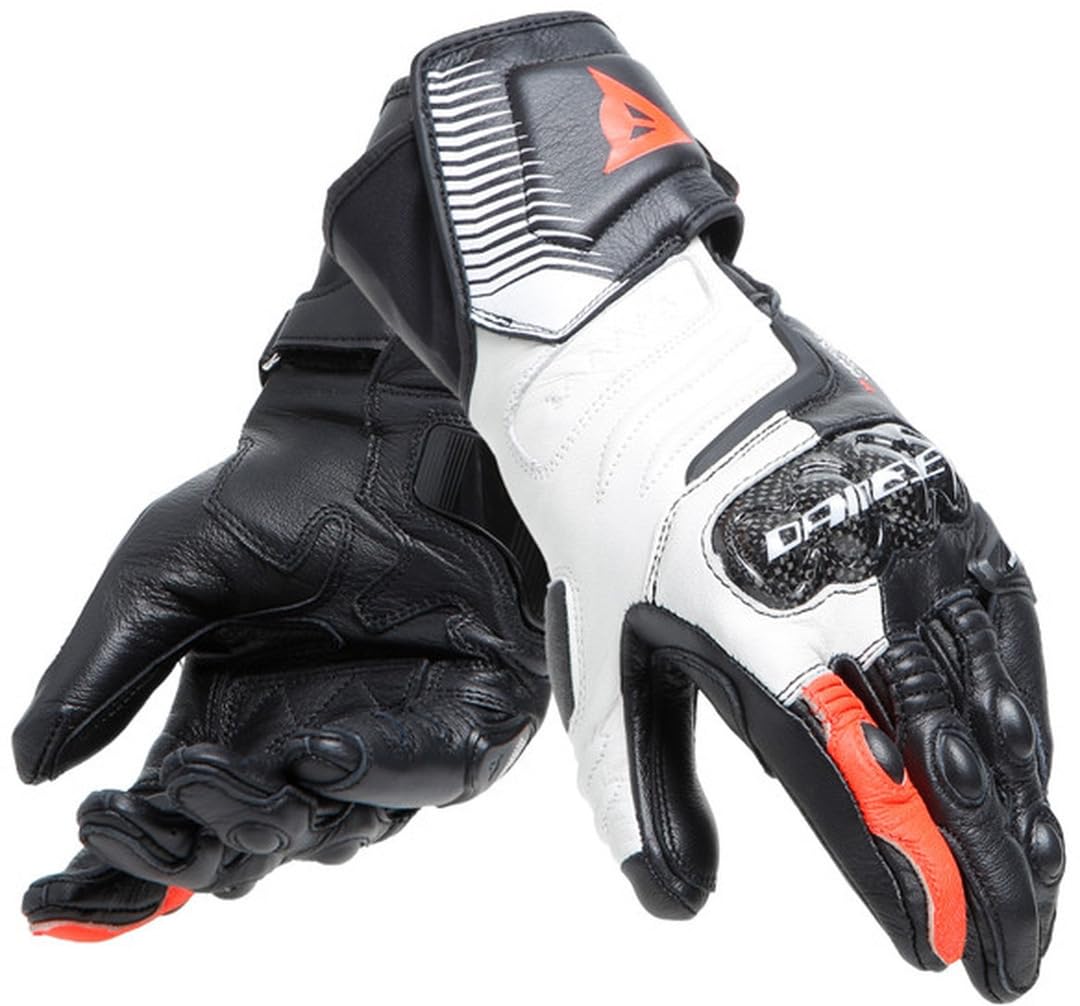 (M) Dainese Carbon 4 Ladies Long Leather Gloves Black / White / Fluo Red White,Black,Red 8051019426666