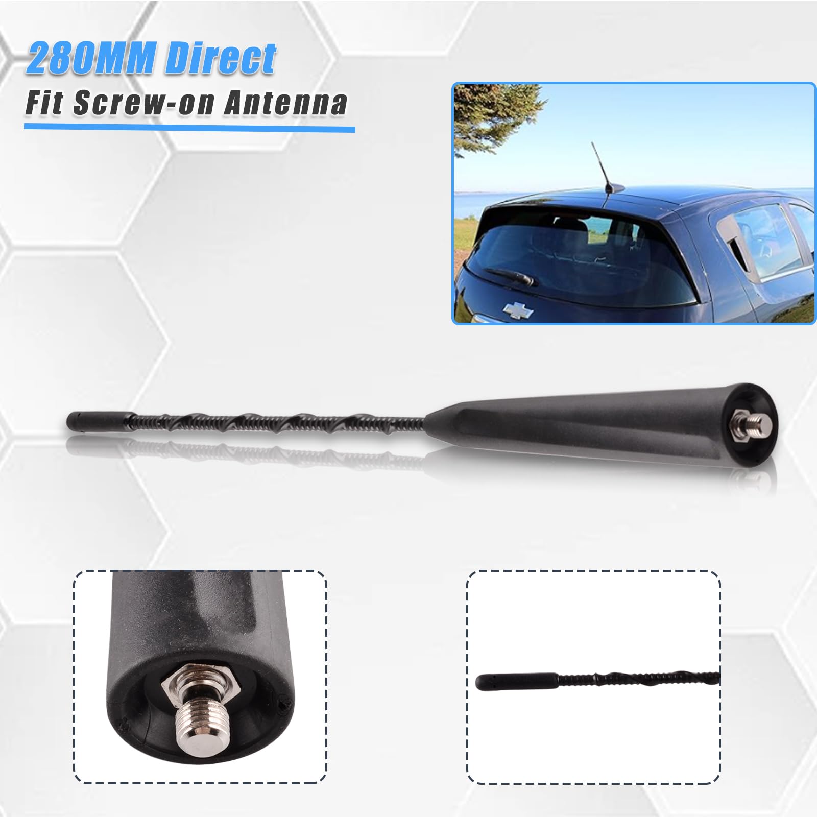 Predep Antenna Mast Compatible with 2010-2015 Cadillac SRX, XTS/Chevrolet Camaro, Cruze, Equinox, Sonic,Volt/Buick Encore/GMC Terrain, 280 mm Radio Antenna Replace 22783398